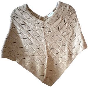 LOFT Women's Beige Cable Knit Shawl Wrap Cozy Winter Accessory